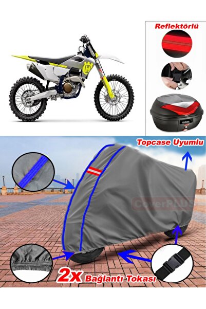 CoverPlus Blue Stitched Gray Husqvarna Fc 250 Tarpaulin Topcase Rear Bag Comp...
