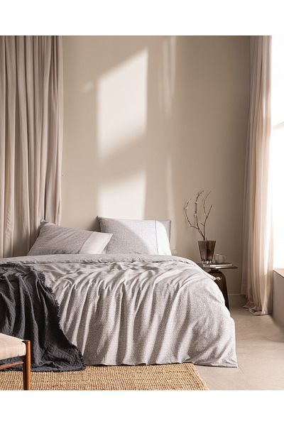 Madame Coco Orpen King Size 100% Cotton Madame Coco Crep Printed Duvet Cover Set - Gray