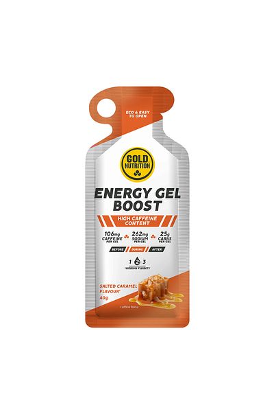 GOLDNUTRITION Boost Plus Salted Caramel Energy Gel, Box of 16 Gels