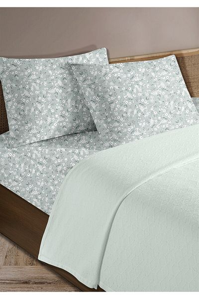 Evim 100% Cotton Olivia Blue Single Pique Set 160 X 230 cm