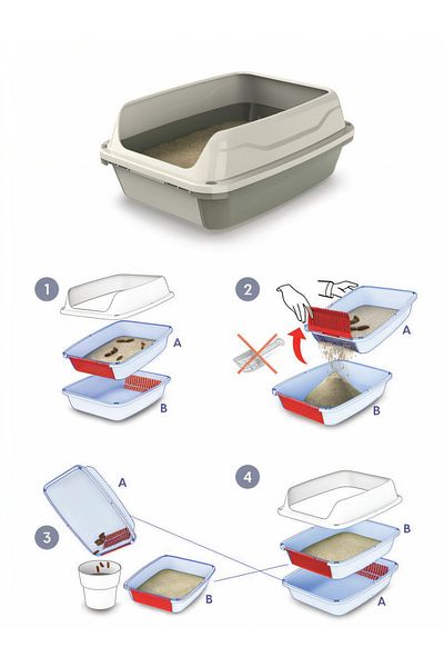 Georplast Geoplast | Large Waste Bin with Screen and Raised Frame, Beige, 56 x 40 x 25 cm