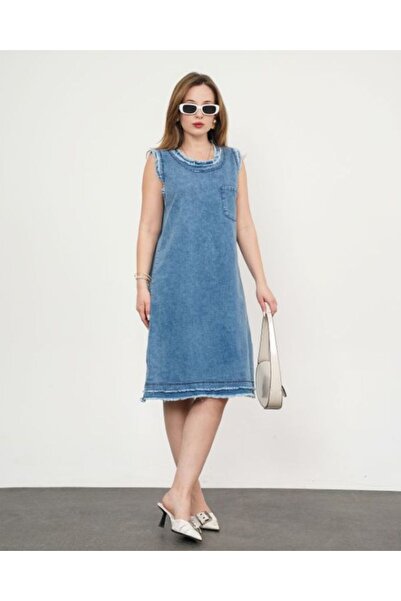 sorisso Denim Dress Lycra Zero Sleeve
