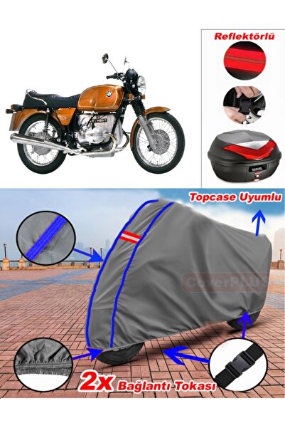 CoverPlus أزرق مخيط رمادي Bmw R 60-7 قماش القنب Topcase الخلفي حقيبة متوافقة ...