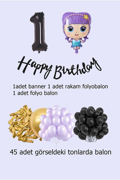 BİDOLUMUTLULUK Lol Doll Like Foil Balloon Birthday Set Party Celebration Entertainment