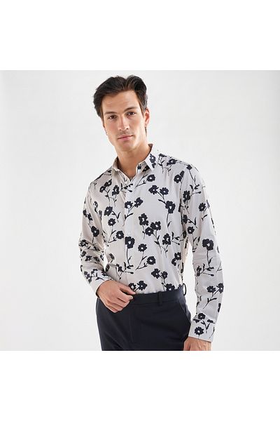 FAV Regular Fit All-Over Floral Print Shirt with Long Sleeves