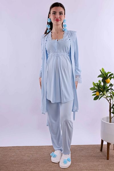 ByLohusa Effortt Blue Dressing Set de pijamale de maternitate pentru maternitate Byl 224012