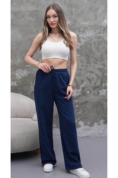 Rich Star Wide Leg Elastic Waist Linen Trousers