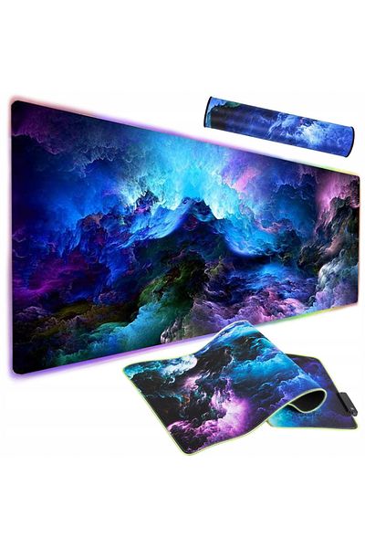 zola Mouse pad, RGB illumination, anti-slip, rubberized for gaming, wave pattern, 80x30 cm