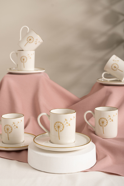 çarşıdayız 6 Kişilik 12 Parça Gold Desenli Kahve Fincan Takımı – Zarif Altın ...
