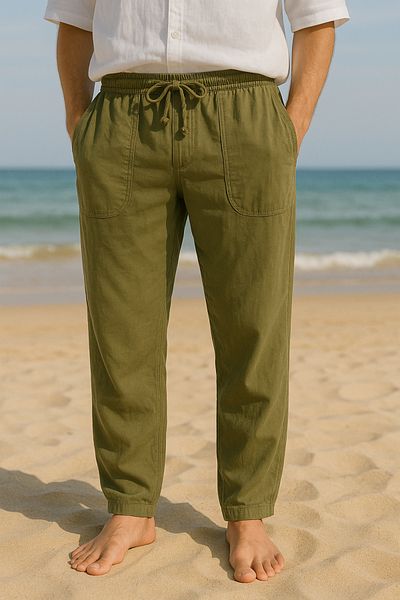 freemen Men's Khaki Loose Cut Trousers - Wide Size Range-