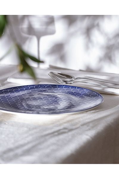 Madame Coco Reve Bleu Saphir Serving Plate - 25 cm - Blue/White