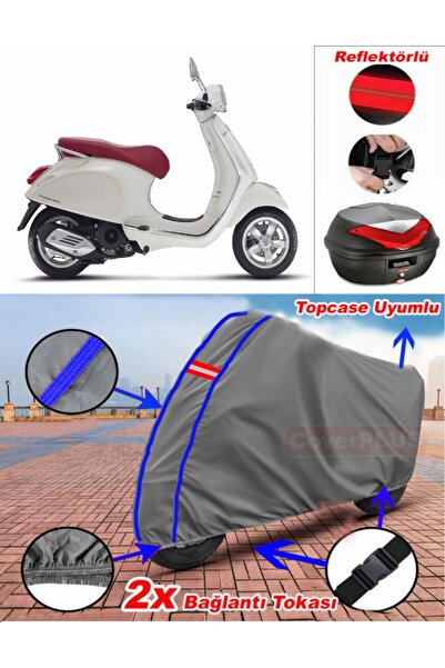 CoverPlus حقيبة خلفية من القماش المشمع باللون الرمادي Vespa Primavera 150 بال...
