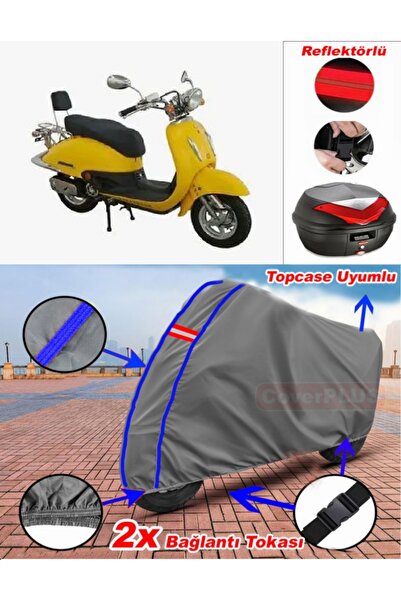 CoverPlus Blue Stitched Gray Asian as 125 T-2G Tarpaulin Topcase Rear Case Co...