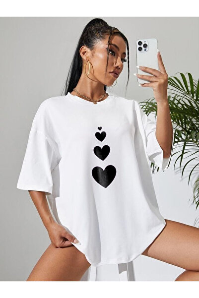 TekTarzz Tricou unisex cu imprimeu inimă