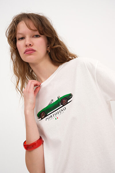 Addax Araba Baskılı T-shirt P10383