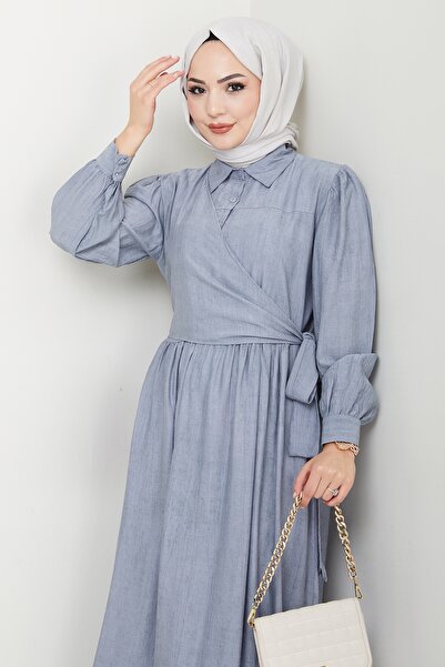 InStyle Cross Tie Gray Dress