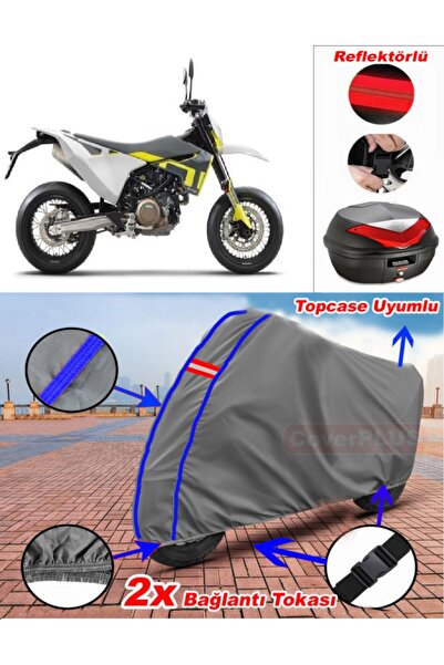 CoverPlus حقيبة خلفية من القماش المشمع باللون الرمادي Husqvarna Super Moto 70...