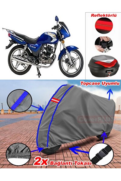 CoverPlus رمادي مع خياطة زرقاء Ramzey XF 125 10-V قماش القنب Topcase الخلفي ح...