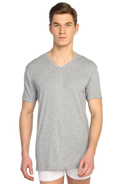 KEYAL Men's Gray Ribbed V-Neck Undershirt 9 Pack