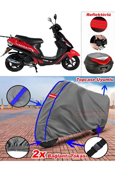 CoverPlus أزرق مخيط رمادي أرورا AR 50-10 توروس القماش المشمع Topcase الخلفي ح...