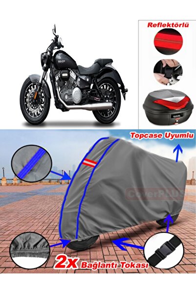 CoverPlus أزرق مخيط رمادي يوكي بندا روك 250 قماش القنب Topcase الخلفي حقيبة م...