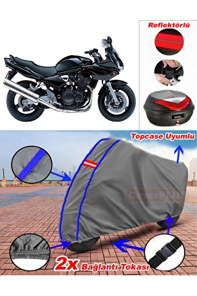 CoverPlus أزرق مخيط رمادي سوزوكي GSF 1200 Bandit S قماش القنب Topcase الخلفي ...
