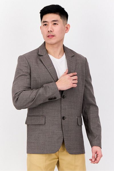 Esprit Men Regular Fit Hounds Tooth Printed Semi-formal Blazer, Multicolor