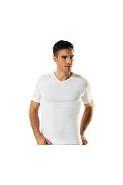 KEYAL Tutku Men's White Half Sleeve V-Neck Undershirt New Season