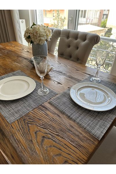 Decamor home 2 Pcs Wicker Look Ecru Brown Plastic Washable American Service