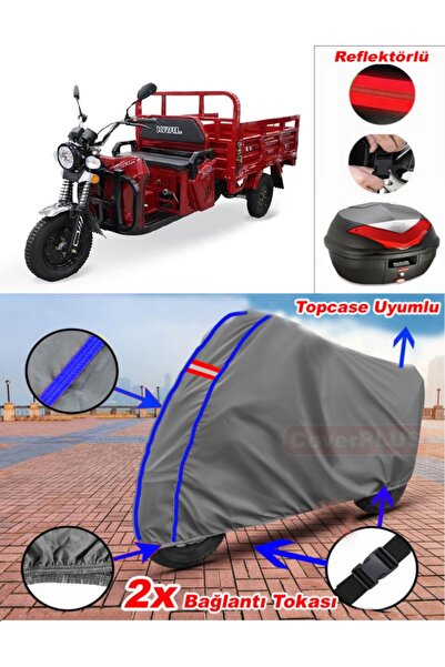 CoverPlus أزرق مخيط رمادي King Motor KR250-K Titus-3 قماش القنب Topcase الخلف...
