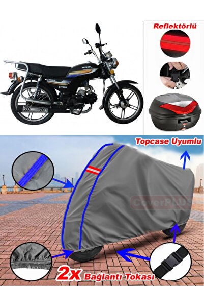 CoverPlus Blue Stitched Gray King Motor Kr-100-2A Tarpaulin Topcase Rear Bag ...