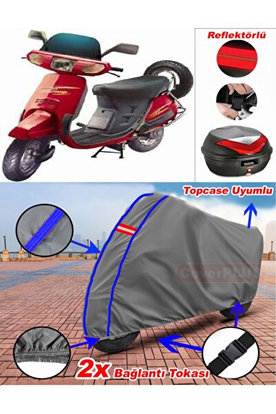 CoverPlus Blue Stitched Gray Honda Kinetic Dx Tarpaulin Topcase Rear Bag Comp...