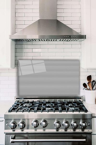 Vosevu Gray Striped Design Glass Stove Back Protector, Heat Resistant, Countertop Built-In and Kitchen Protection