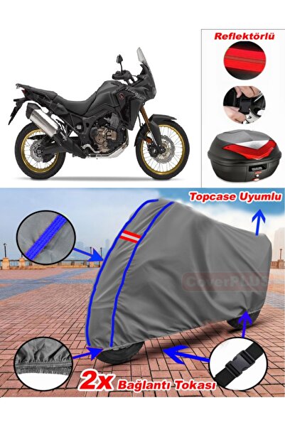 CoverPlus أزرق مخيط رمادي Honda CRF1000L Africa Twin DCT قماش القنب Topcase ا...