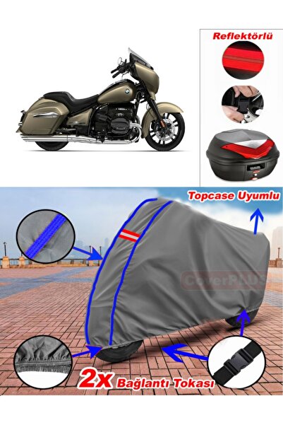 CoverPlus Blue Stitched Gray Bmw R 18 B Tarpaulin Topcase Rear Bag Compatible...
