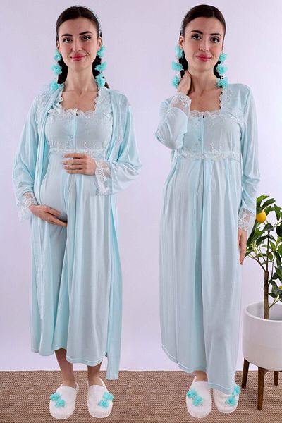 ByLohusa طقم ثوب نوم للحوامل باللون الفيروزي من Effortt مع ثوب نوم للحوامل Byl 224022