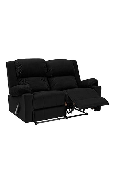 Lazy Vibes Velvet Double Classic Recliner Chair - Black