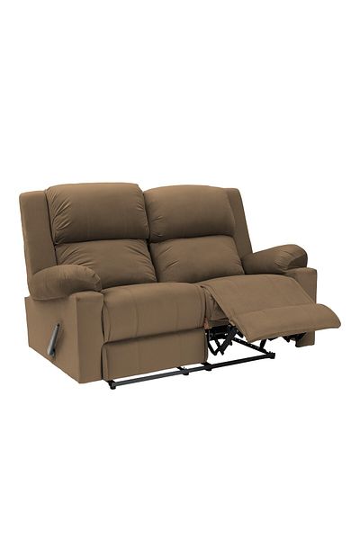 Lazy Vibes Velvet Double Classic Recliner Chair - Light Brown
