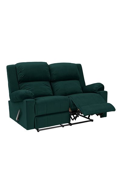 Lazy Vibes Velvet Double Classic Recliner Chair - Dark Green