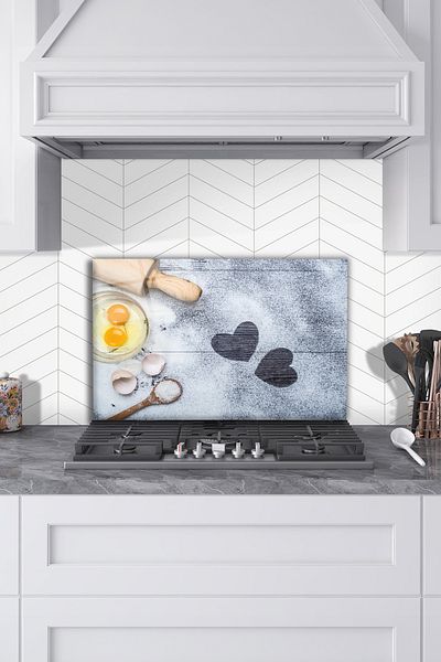 Rosyvien Protector de spate pentru aragaz din sticla Hearts in faina, protectie pentru bucatarie incorporata si blat, temperat si rodaj