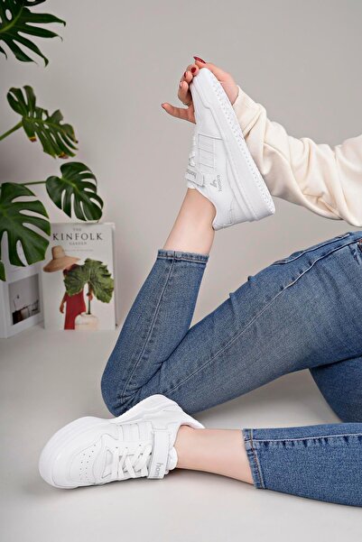 homiro Unisex Lace-Up Velcro Sports Sneaker Shoes-White