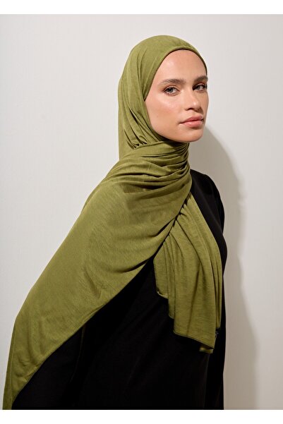 RABIAZ Χιτζάμπ Σάλι-Χακί Βαμβακερό Χτενισμένο