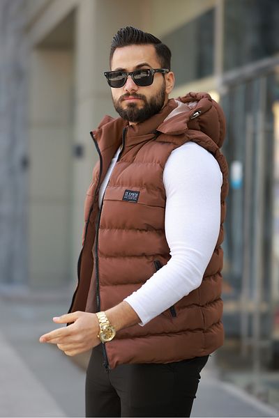 S&M CLOTHİNG New Season Men's Removable Hooded Inflatable Vest