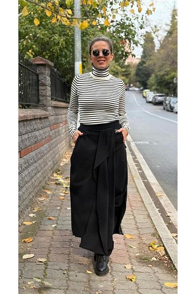 Dilvin Turtleneck Striped Sweater