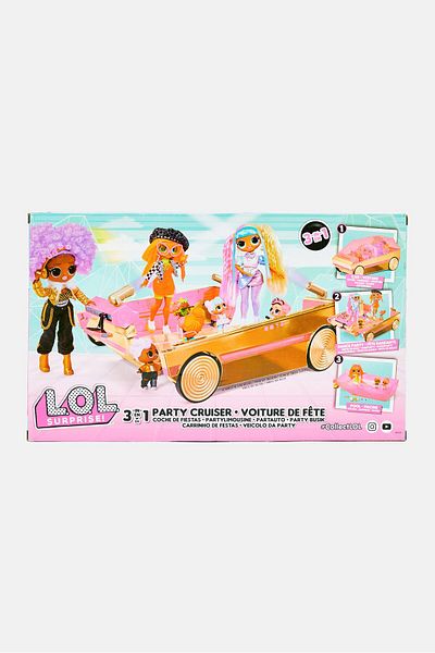 L.O.L. SURPRISE عربة حفلات 3 في 1، مجموعة وردية