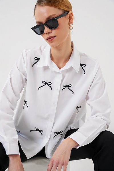 Bigdart Women's Bow Detail Shirt 20311 - White