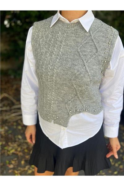 Chance Stoned Knit Detailed Sweater