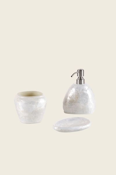 İrya Sedef 3 Piece Bathroom Accessory Set Ecru