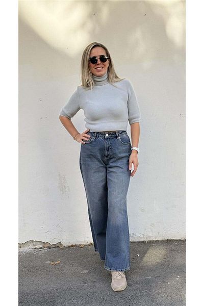 Dilvin Turtleneck Short Sleeve Crop Sweater