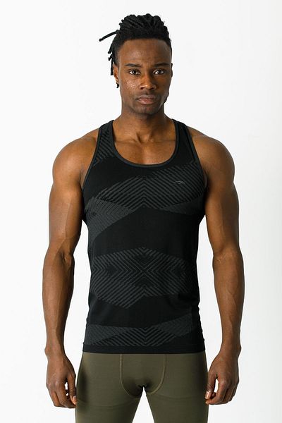MARATON Extra Slim Men's Tank Top Collar Sleeveless Black Tank Top 824011